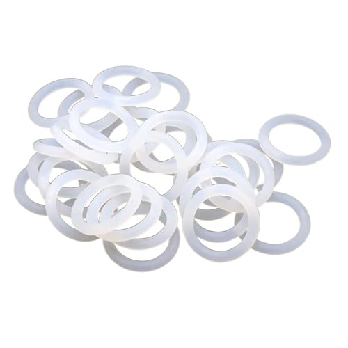 GatherTOOL 50 Stück CS 3 mm weiße O-Ring-Dichtung OD 10~100 mm Silikon-O-Ringe in Lebensmittelqualität Silikonring Hochtemperaturdichtung (Color : 50Pcs, Size : OD 22mm ID 16mm) von GatherTOOL