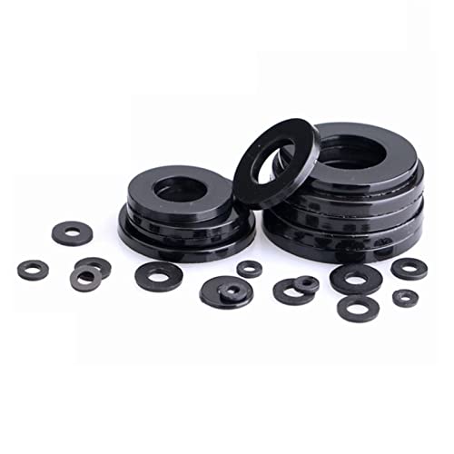 GatherTOOL 50 Stück M2 M2,5 M3 M4 M5 M6 M8 M10 M12 M14 mm16 M18 M20 Schwarz Schwarz-Nylon-Unterlegscheibe plattierte Flache Spacer-Waschmaschine-Dichtungsdichtungsring von GatherTOOL