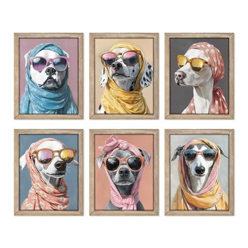 Gatheroad Set mit 6 bunten lustigen Hunden, 20,3 x 25,4 cm, ungerahmt, glücklicher Hund mit Brille und Stirnband, Posterdrucke, Wanddekoration für Kinderzimmer, Schlafzimmer und Kinderzimmer Gatheroad Set mit 6 bunten lustigen Hunden, 20,3 x 25,4 cm, ungerahmt, glücklicher Hund mit Brille und Stirnband, Posterdrucke, Wanddekoration für Kinderzimmer, Schlafzimmer und Kinderzimmer von Gatheroad