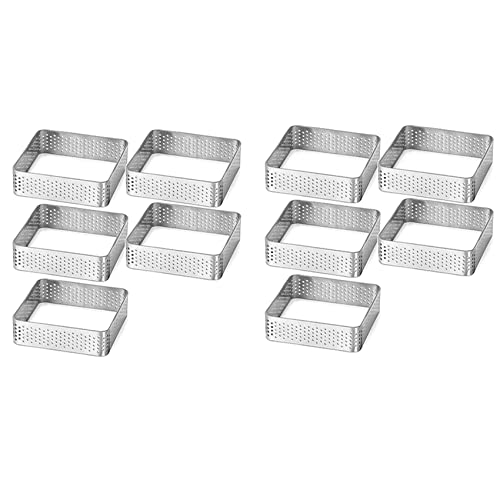 Gathukila Perforierte Tortenring Edelstahl Törtchen quadratische Form Kuchen Kreis Gebäck Backwerkzeug 10 Stück von Gathukila