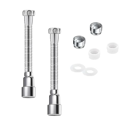 Gativs 360 Grad Schwenkbarer Wasserhahn Verlängerung Spritzkopf 2 Stück Extender Armatur 14cm 360° Flexibler Wasserhahn Verlängerung für Küche, Bad usw von Gativs