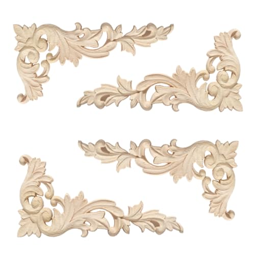 Gativs Holzornamente für Möbel - 4 Stück Geschnitzt Corner Ornament Holzschnitzerei Applikation Möbel Appliques Ecke Onlay, 20 x 10 cm Gativs Holzornamente für Möbel - 4 Stück Geschnitzt Corner Ornament Holzschnitzerei Applikation Möbel Appliques Ecke Onlay, 20 x 10 cm von Gativs