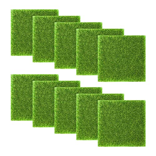 Gativs Künstliche Rasen 10 Stück Kunstrasen Miniatur Moos Grasmatte Verzierung Kunstrasen zum Basteln Kunstrasen Deko zum Basteln 15x15cm Mikro Landschaft Dekoration Pflanze Rasen Künstliche Grasmatte von Gativs