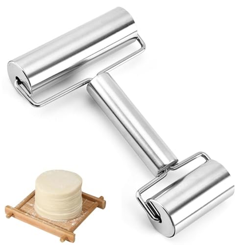 Gativs Nudelhölzer Rolling Pin Antihaft Teigroller Nudelrolle Edelstahl Backrolle Pizzaroller mit Doppelkopfrolle Backzubehör für Fondant Pizza Kuchen Nudelteig und Mürbeteig Gativs Nudelhölzer Rolling Pin Antihaft Teigroller Nudelrolle Edelstahl Backrolle Pizzaroller mit Doppelkopfrolle Backzubehör für Fondant Pizza Kuchen Nudelteig und Mürbeteig von Gativs