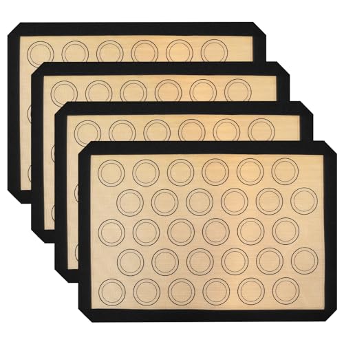 4 Stück Silikon Backmatte 42x30CM für Macarons Backmatte Silikon Backofen Hitzebeständig Backmatte für Macarons aus Silikon Backblech für Makronen Kuchen Brot Dessert 4 Stück Silikon Backmatte 42x30CM für Macarons Backmatte Silikon Backofen Hitzebeständig Backmatte für Macarons aus Silikon Backblech für Makronen Kuchen Brot Dessert von Gatphy