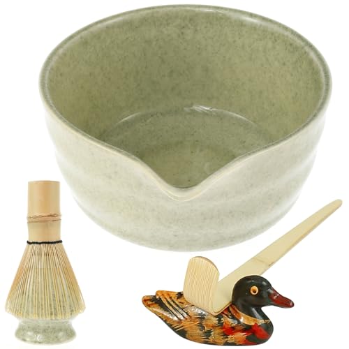 5 Stück Macha Tea Set Bambusbesen Matcha mit Matcha-Schaufel, Ausgießer, Chasen-Halter und Schneebesen für Keramik-Teezeremonie-Set, Traditionelles Teetrinketikette (Licht) von Gatphy