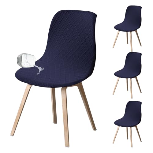 Gatphy 4 Stück Stuhlschoner Esszimmerstuhl Deckt Abdecken Minimalistische Muschelstuhlabdeckung Elastischer Rundstuhl Slitcovers Leicht Armlose Stuhl Abdeckung Shell Stuhl für Küchen Wohnzimmer(Blau) von Gatphy