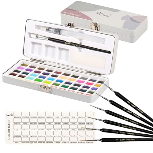 Gatphy Aquarellfarben Reiseset 50 Farben 20x8x3cm, mit Palette Pinsel, Metallbox Farbkarten Watercolor Set Komfortabel für Anfänger Malkünstler Gatphy Aquarellfarben Reiseset 50 Farben 20x8x3cm, mit Palette Pinsel, Metallbox Farbkarten Watercolor Set Komfortabel für Anfänger Malkünstler von Gatphy