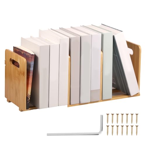 Gatphy Bambus Desktop -Bücherregal mit Carry Griffen erweiterbarer Desktop Organizer Kleiner Buchregal für Bürobedarf Home Tabletop von Gatphy