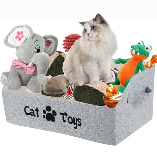 Gatphy Hundespielzeug Aufbewahrung 50x29x21,8 cm mit Griffen Katzenspielzeug Aufbewahrungsbox Zusammenklappbarer Aufbewahrungstruhenhalter für Haustierbedarf zum Ordnen (Katzenkrallen) von Gatphy