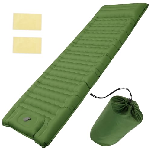 Gatphy Luftzellenmatte Strand Matratze 200x65cm Grün 40D Nylon TPU-Beschichtung Wasserdicht Tragfähigkeit 800 LBS. Dicke 12-15cm Kommt mit Fußpumpe Ultraleichte & Kompakte Isomatte von Gatphy
