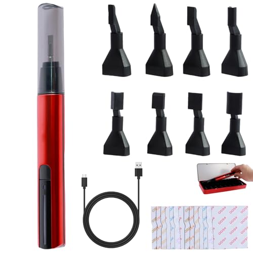 Gravierstift Set Kabellos USB Wiederaufladierbar, Gravurwerkzeug für Silhouette Cameo Mini Tragbares, Gravurstift Set mit 8 x Schleifkopf 864 x Schleifpapier für Glas Metall Holz DIY (Rot) von Gatphy