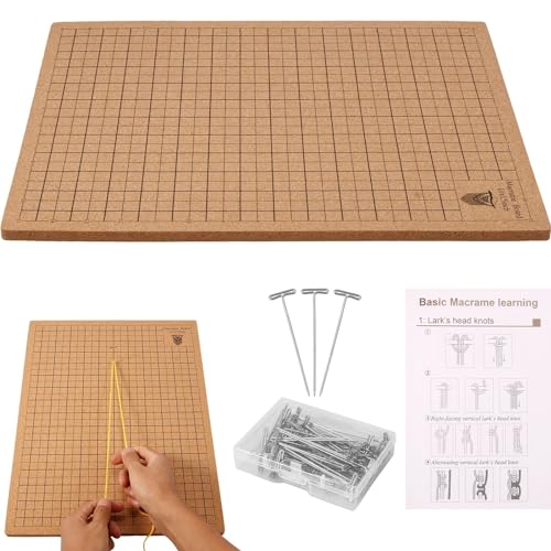 Macrame Board mit Stiften 40,6x30,5cm Makramee Tafel mit Metrischen Imperialen Rastern Makramee Board Set Wiederverwendbar für DIY Flechten Stricken Nähen Basteln von Gatphy