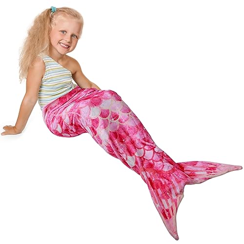 Gatphy Meerjungfrauenschwanz-Decke, für Kinder, Mädchen, aus Flanell-Fleece, Decke, Meerjungfrauenschwanz, für Kinder, Mädchen, warm, kuschelig, Meerjungfrauenschwanz, Decke für Mädchen, für Camping, von Gatphy