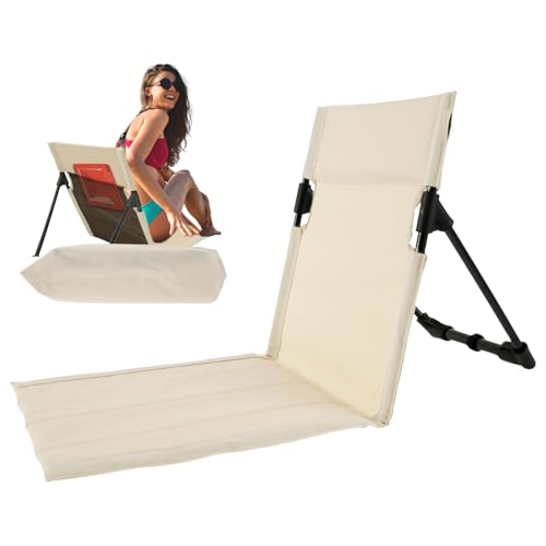 Strandliege Klappbar Leicht 40x80CM Oxford-Stoff Strandmatte mit Rückenlehne Strand Outdoor-Sportveranstaltungen Stadien Picknicks Camping Wandern Parks(Beige) von Gatphy