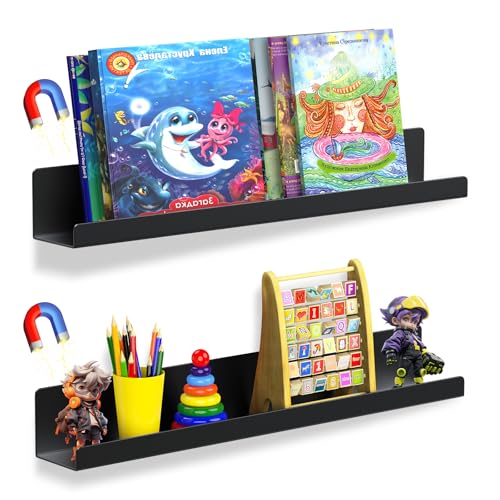 Gattlukd Magnetisches Bücherregal für Whiteboard, 43,2 cm, robuster Metall-Bücherhalter, hält 5,4 kg, wiederverwendbares, schwebendes Regal für Klassenzimmer, Kinderzimmer, Büro, Schwarz, 2 Stück Gattlukd Magnetisches Bücherregal für Whiteboard, 43,2 cm, robuster Metall-Bücherhalter, hält 5,4 kg, wiederverwendbares, schwebendes Regal für Klassenzimmer, Kinderzimmer, Büro, Schwarz, 2 Stück von Gattlukd