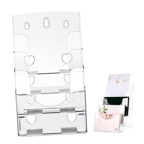 Gatuida 1 Stück Acryl Magazinhalter Fach Transparent Praktischer Dokumentenorganizer für Schreibtisch und Regale Stabiler Prospektständer für Büro und Zuhause von Gatuida