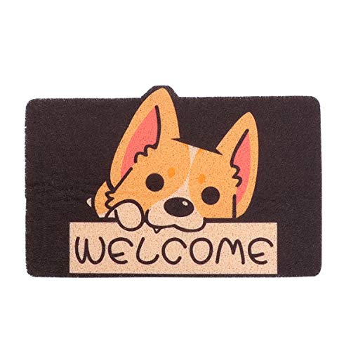 Gatuida 1 Stück Willkommensmatte mit Niedlichem Corgi rutschfeste Fußmatte für Eingangsbereich Unterseite für und Außentüren Schmutzabweisend Waschbar von Gatuida