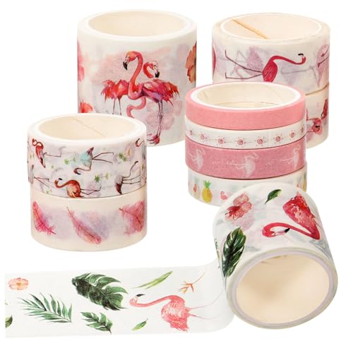 Gatuida 10 Rollen Flamingo Washi Tape Buntes Verschleißfestes Scrapbook Klebeband für DIY Handwerk Geschenkverpackung Journaling Ästhetische von Gatuida
