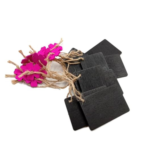 Gatuida 10 Stück Kleine Juteseil Schiefertafeln zum Aufhängen DIY Holzbrettchen Wanddeko mit Rot Blumen Leichte Vielseitige Tafel für Haus Laden Kinderzeichnung und Kreative Beschriftung von Gatuida