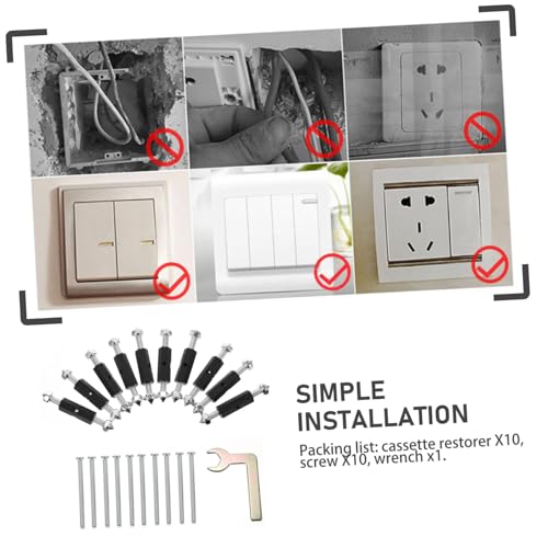 Gatuida 10 Stück Teiliges Modell Unterputzdosen Reparaturset mit Schrauben und Schraubenschlüssel Metall Reparaturwerkzeug für Steckdosen und Schalterdosenfixierung Universeller von Gatuida