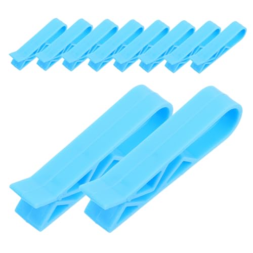 Gatuida 100 Stück Teiliges Müllbeutel Clips aus Kunststoff Elastische Müllsack Klemmen mit Rundem Rand Praktisch für Haushalt Büro Hotel Fester Halt für Abfallsäcke an Mülleimern Hellblau von Gatuida