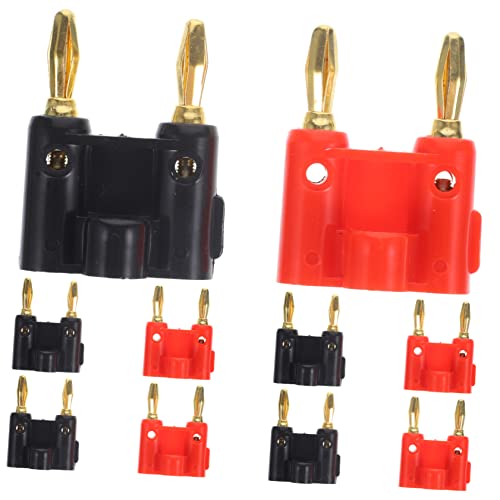 Gatuida 10Stücke Goldplattierte Bananenstecker Dual Banana Plug Audioanschlüsse für Lautsprecher Kompatibel mit Empfängern und Surround Soundsystemen für Zuverlässige von Gatuida