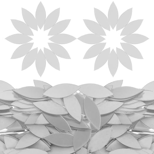 Gatuida 150 Stück Petal Form Mini Spiegel Aufkleber Selbstklebend Glas Mosaikfliesen für DIY Handwerk Wand Tisch Küche Bad Dekoration Glasfliesen Bastelbedarf von Gatuida