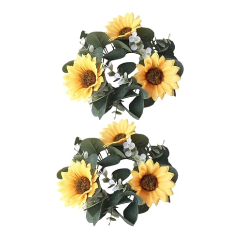 Gatuida Künstlerischer Eukalyptuskranz Mit Sonnenblumenkerze Grünes Für Die Haustür Perfekt Für Den Frühlings-landhausstil von Gatuida