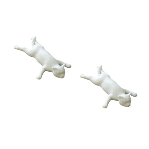Gatuida 2 Stck. Keramik Katzenfigur Weiß Kreative Dekoration für Büro und Zuhause Elegantes Handgefertigtes Desktop Ornament Geschenkidee für Katzenliebhaber von Gatuida