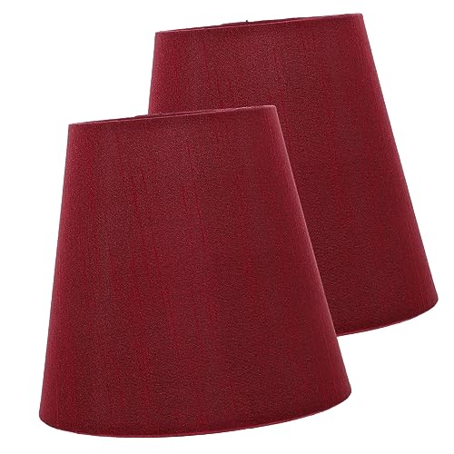 Gatuida 2 Stück Clip Stoff Lampenschirm für Tischlampe Moderner Lampenschirm für Stehlampe und Wandleuchte Rund Weinrot Dekorativ und Schützend für Zuhause von Gatuida