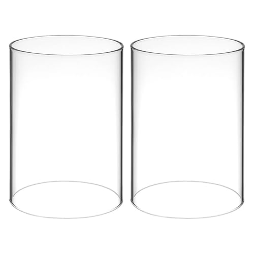 Gatuida 2 Stück Klare Glas kerzenhalter Zylindrische Teelicht Glas Abdeckung Windschutz für Standardkerzen Stilvolle Tischdekoration Robust Langlebig von Gatuida