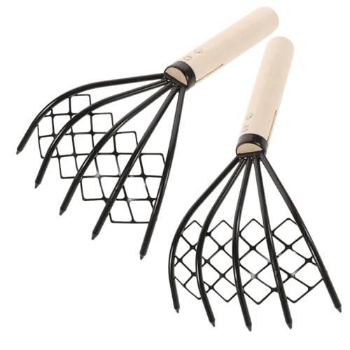 Gatuida 2 Stück Klauenrechen Kohlenstoffstahl mit Holzgriff Muschelschaber Werkzeug zum Ausgraben von Meeresfrüchten und Muscheln für Strand Gatuida 2 Stück Klauenrechen Kohlenstoffstahl mit Holzgriff Muschelschaber Werkzeug zum Ausgraben von Meeresfrüchten und Muscheln für Strand von Gatuida