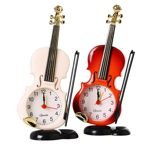 Gatuida 2 Stück Kreative Violin Wecker Analog Geräuschlos Tischuhr ohne Batterie Weiß Rot als Wecker für Studenten und Dekorative Nachttischuhr Gatuida 2 Stück Kreative Violin Wecker Analog Geräuschlos Tischuhr ohne Batterie Weiß Rot als Wecker für Studenten und Dekorative Nachttischuhr von Gatuida