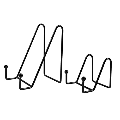 Gatuida 2 Stück Metall Display Ständer Schwarz für Teller Bücher Fotos Metallrahmen Aufsteller Dekorativer Halter mit Biege Design Verschleißfest und Formstabil für Tisch und Regal von Gatuida