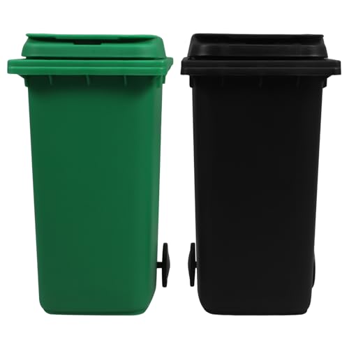 Gatuida 2 Stück Mini Mülleimer mit Deckel Tischmülleimer und Stiftehalter Schwarz und Grün Praktischer Abfalleimer für Schreibtisch Vielseitiger Abfallbehälter und Bleistifthalter von Gatuida