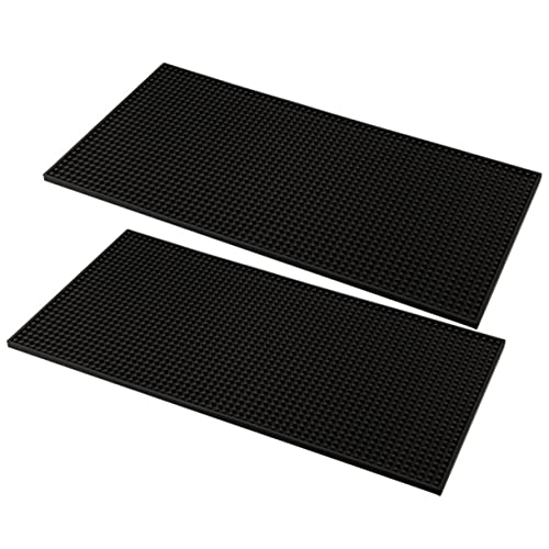 Gatuida 2 Stück Rutschfeste Barmatten aus PVC Rubber Hitze und Frostbeständig Strapazierfähige Abtropfmatten für Theke und Bar Schwarze Quadratische Pads zum Schutz von Oberflächen von Gatuida