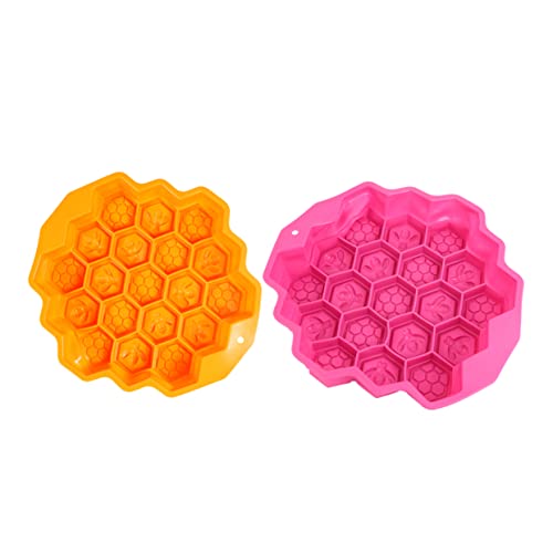 Gatuida 2 Stück Silikon Backform Honigwabenform Antihaftbeschichtet Multifunktional für Kuchen Schokolade Candy Leicht zu Reinigen für Backen und DIY Süßigkeiten Farbmix und Orange von Gatuida