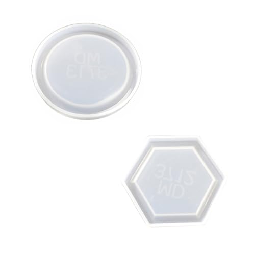 Gatuida 2 Stück Silikonform Tablett DIY Harzform Hexagon Rund Silikon Tray Mold Epoxidharz Gießform Langlebig Weich Rutschfest für Kreative Bastelprojekte von Gatuida