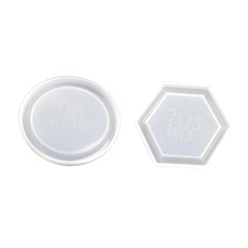 Gatuida 2 Stück Silikonform Tablett Hexagon Rund DIY Epoxidharz Gießform für Kunsthandwerk Langlebig Flexibel Leicht Entformbar Silikonbasierte Bastelform für Kreative Tabletts von Gatuida