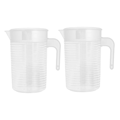 Gatuida 2 Stück Teiliges Frischhaltender Kunststoff Saftkrug mit Luftdichtem Deckel Transparenter Wasserbehälter für Kühlschrank Ergonomischer Griff für Eistee Milch und Outdoor Picknick von Gatuida