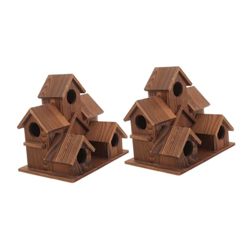 Gatuida 2 Stück Teiliges Holz-vogelhaus im Rustikalen Landhausstil Wetterfestes Vogel-nistkasten mit Futterfunktion Dekoratives Gartenhaus für Wildvögel für Terrasse Garten und von Gatuida