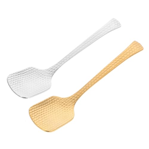 Gatuida 2 Stück Teiliges Honiglöffel aus Edelstahl Kurze Teelöffel und Eislöffel Polierte Rührlöffel für Kaffee Dessert und Getränke Spülmaschinenfest Gold und Silberfarben von Gatuida