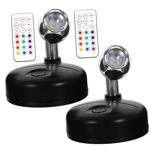 Gatuida 2 Stück Teiliges LED Akku Spotlight mit Farbwechsel Fernbedienung Einstellbarem Batteriebetriebene Schrankbeleuchtung für Innenräume Kleine Akzentlichter für Vitrinen und von Gatuida