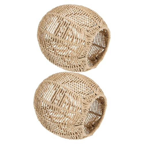 Gatuida 2 Stück Teiliges Lampenschirm Handgewebter Rattan Look Leicht und Bruchfest Umweltfreundliche Deckenlampe Abdeckung für Restaurant Bar und Wohnzimmer Einfache Installation Vintage von Gatuida