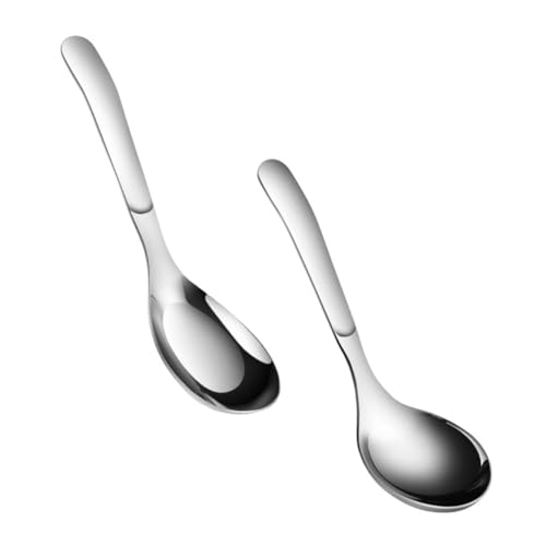 Gatuida 2 Stück Teiliges Suppenkellen für Langem Griff Runde Löffelköpfe Tiefes Design zum Servieren von Suppe und Reis Rostfrei Langlebig und Einfach zu Reinigen von Gatuida