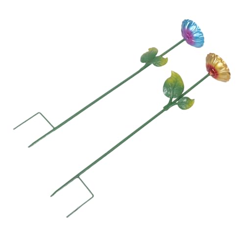 Gatuida 2 Stück Teiliges Vogelbad und Futterstelle aus Wetterfestem Eisen mit Blumenförmiger Schale Freistehend mit Metallspieß Farbig Lackiert für Garten Terrasse Rasen und Außenbereich von Gatuida