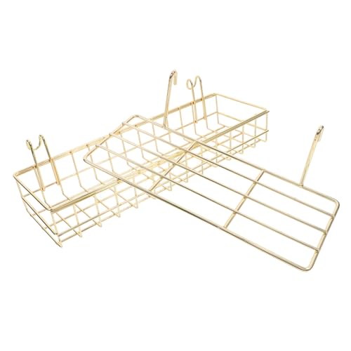 Gatuida 2 Stück Teiliges Wandgitterregal mit Körben Wandregal mit Aufbewahrungskörben für Küche und Zuhause Goldene Ausführung Installieren Minimalistisches Design von Gatuida