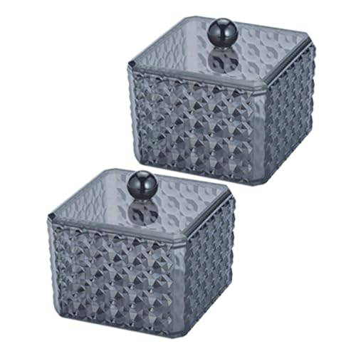 Gatuida 2 Stück Transparente Aufbewahrungsbox Teilig mit Diamantmuster für Wattepads und Wattestäbchen Eleganter Organizer für Badezimmer und Kosmetiktisch Langlebig und von Gatuida