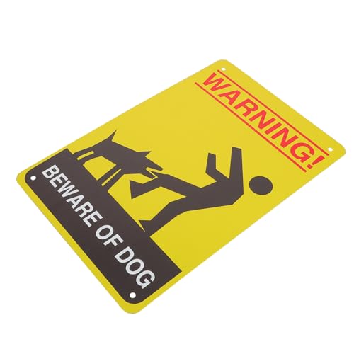 Gatuida 2 Stück Warnschild Hunde Garten Teilig Vintage Metall mit Nägeln zum Aufhängen Gelb Hochsichtbar Vielseitig als Warn und Dekoschild für Garten Wand und Zaun von Gatuida